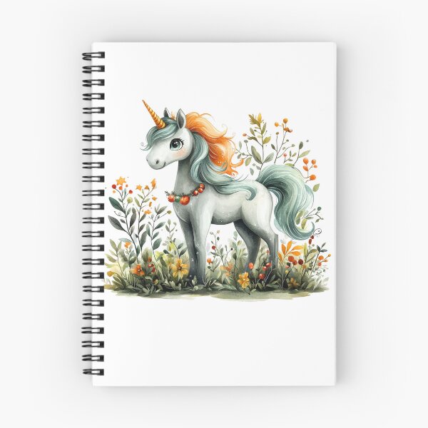 Item preview, unicorn kawaii watercolor T-Shirt  Whimsical Unicorn in Autumn Foliage | Fantasy Art Print designed and sold by paknapat.