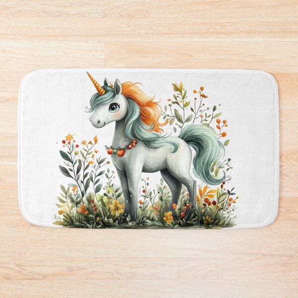 Item preview, unicorn kawaii watercolor T-Shirt  Whimsical Unicorn in Autumn Foliage | Fantasy Art Print designed and sold by paknapat.