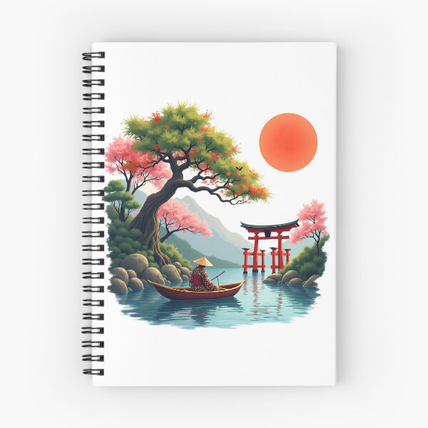 Item preview, Serenity On The Water: Japanese Landscape With Cherry Blossoms And Torii Gate designed and sold by elynne9.