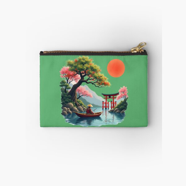 Item preview, Serenity On The Water: Japanese Landscape With Cherry Blossoms And Torii Gate designed and sold by elynne9.