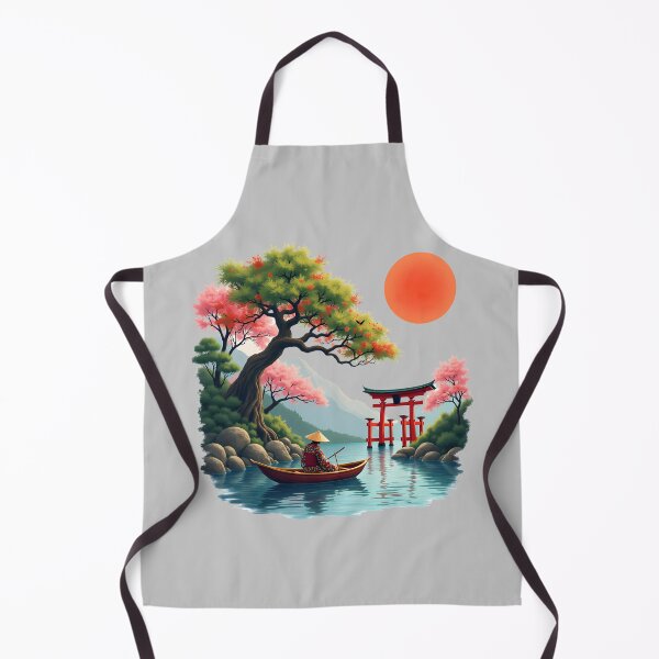 Item preview, Serenity On The Water: Japanese Landscape With Cherry Blossoms And Torii Gate designed and sold by elynne9.