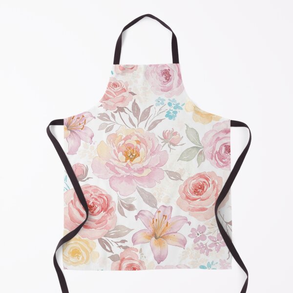 Item preview, Floral fabric pattern painted in sweet and gentle watercolor designed and sold by lotus2lin.
