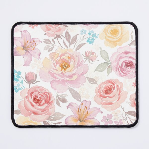Item preview, Floral fabric pattern painted in sweet and gentle watercolor designed and sold by lotus2lin.