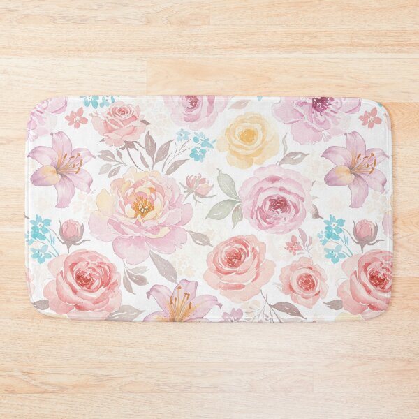 Item preview, Floral fabric pattern painted in sweet and gentle watercolor designed and sold by lotus2lin.