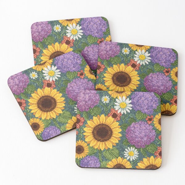 Item preview, Floral Pixel Fabric Pattern designed and sold by lotus2lin.
