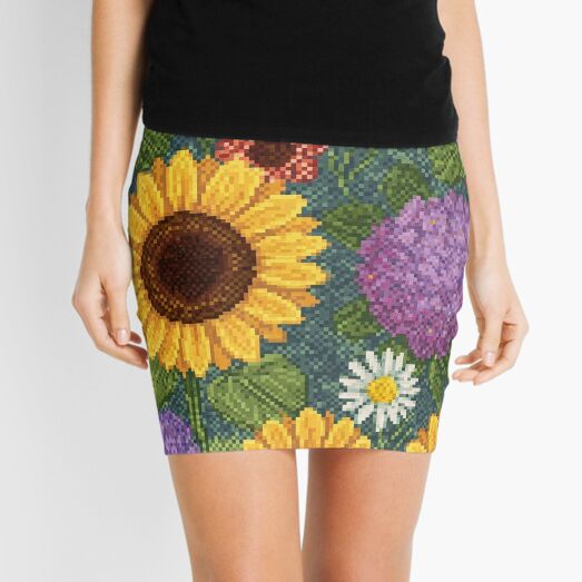 Item preview, Floral Pixel Fabric Pattern designed and sold by lotus2lin.