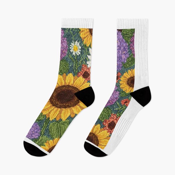 Item preview, Floral Pixel Fabric Pattern designed and sold by lotus2lin.