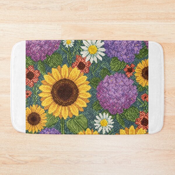 Item preview, Floral Pixel Fabric Pattern designed and sold by lotus2lin.