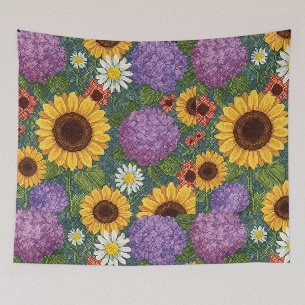 Item preview, Floral Pixel Fabric Pattern designed and sold by lotus2lin.