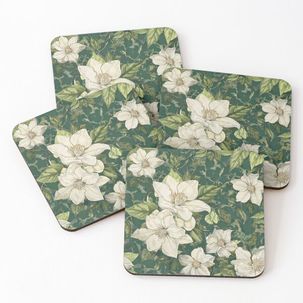 Item preview, delicate gardenia hand drawn pattern designed and sold by Designbes.