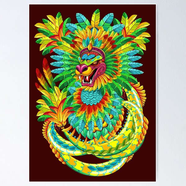 Quetzacoatl Feathered Serpent Aztec Mythologial Creature Poster