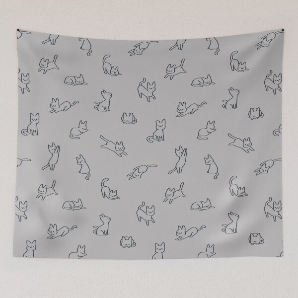 Item preview, Doodle Cats 1 - bdbbbb designed and sold by knitetgantt.