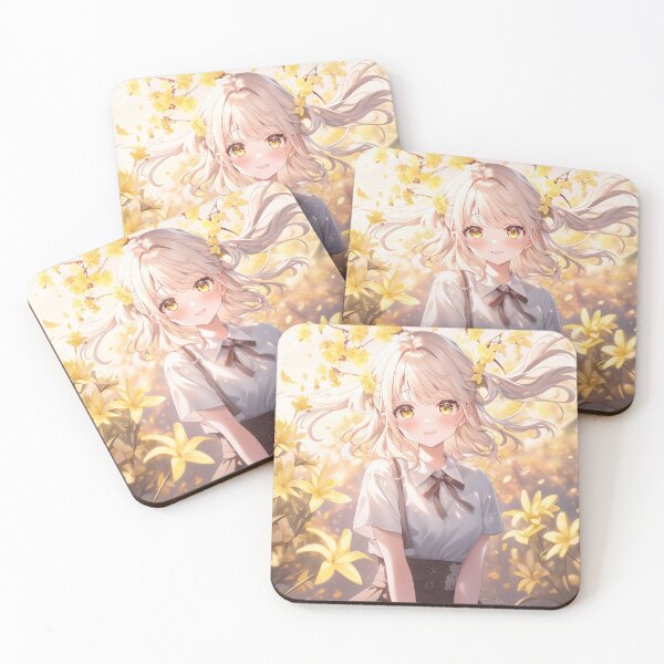 Item preview, Golden Bloom Anime Girl in Sunlight – Aesthetic Floral Fantasy Art for Nature Lovers designed and sold by Kawai Anime Shop.