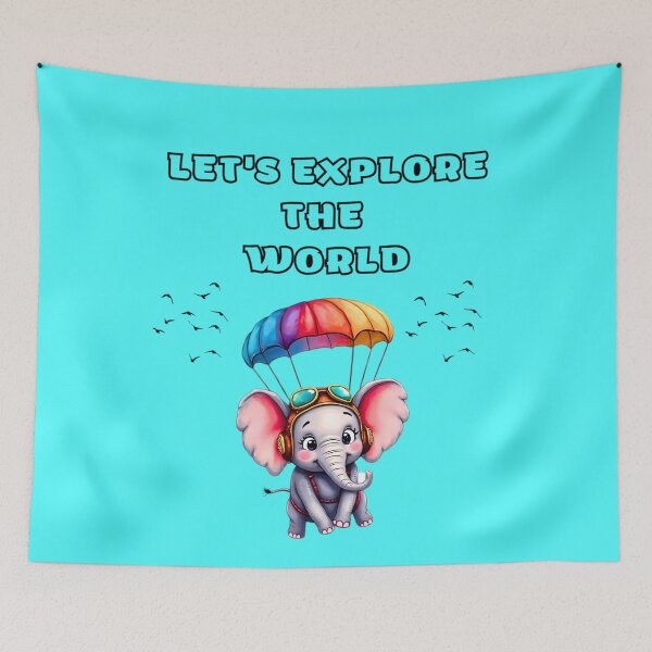 Item preview, Rainbow Parachute Elephant Adventure Nursery Print designed and sold by ExploreAura Studio.