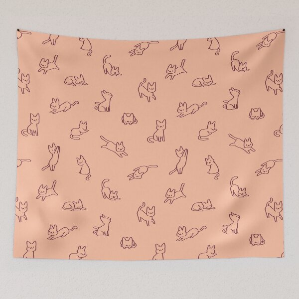 Item preview, Doodle Cats 1 - ffbfa0 designed and sold by knitetgantt.