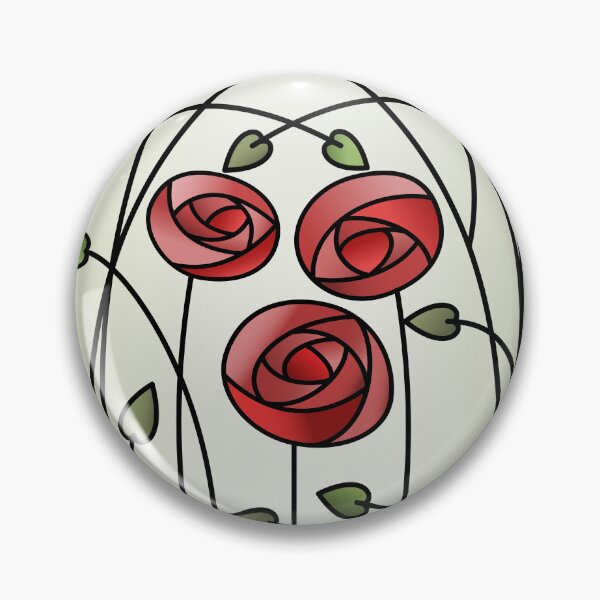 Item preview, Art Nouveau Rose Garden Stained Glass red green designed and sold by RSHarts.