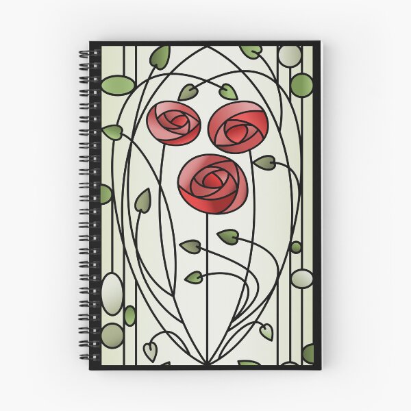 Item preview, Art Nouveau Rose Garden Stained Glass red green designed and sold by RSHarts.