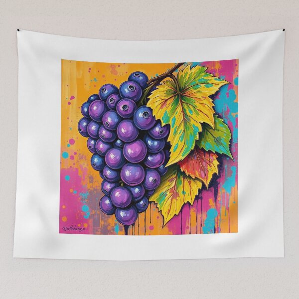 Item preview, Grapes Splash – Vibrant Pop Art Expression designed and sold by Wesira.