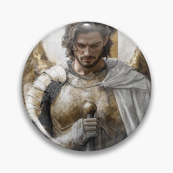 Item preview, Archangel Saint Michael Realistic Monochrome Gold Artwork designed and sold by AdamesArtStudio.
