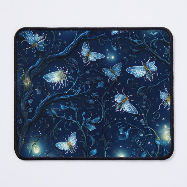 Item preview, glowing firefly and swirling branch in deep midnight designed and sold by Designbes.