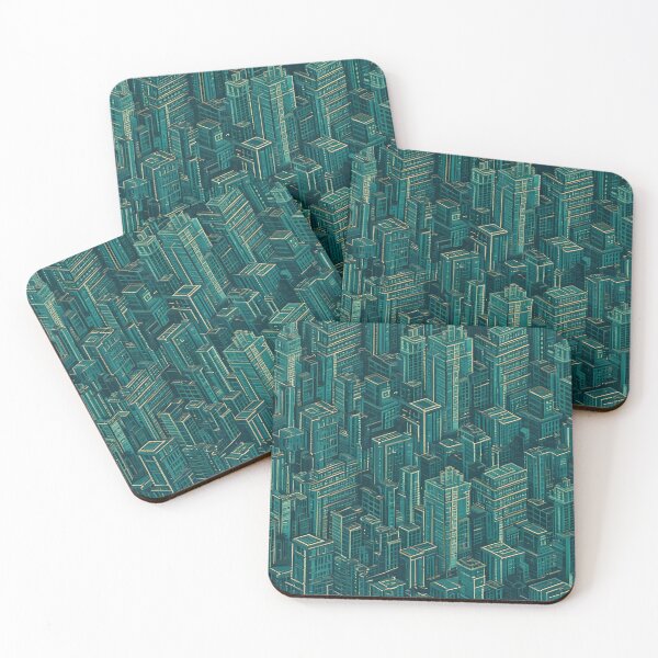 Item preview, Skyscraper facades in deep emerald designed and sold by Designbes.