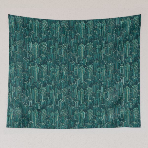 Item preview, Skyscraper facades in deep emerald designed and sold by Designbes.