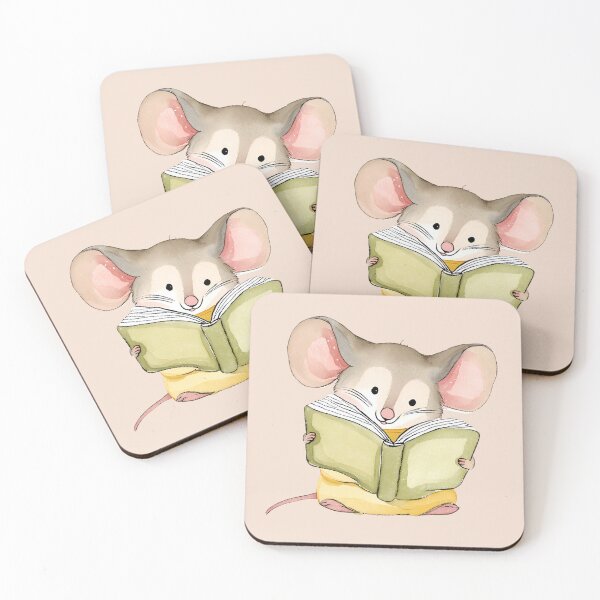 Item preview, Cute Mouse Reading a Book - Watecolor Mouse designed and sold by FarmOfCuties.