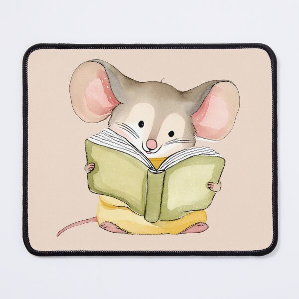 Item preview, Cute Mouse Reading a Book - Watecolor Mouse designed and sold by FarmOfCuties.