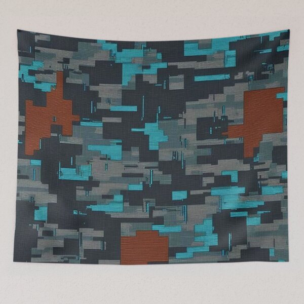 Item preview, Digital Tactical Camouflage Pixelated Teal Rust Camo designed and sold by CamouflageLab.