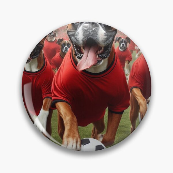 Aperçu de l'œuvre Les boxeurs aiment aussi le football ! Amoureux du foot et des chiens - Liverpool, Manchester United, Arsenal, Nottingham Forest - Tous les chiens, toutes les couleurs créée et vendue par Humour House Designs.