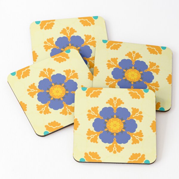 Item preview, Retro Mandala Blue Orange and Yellow designed and sold by WormholeOrbital.