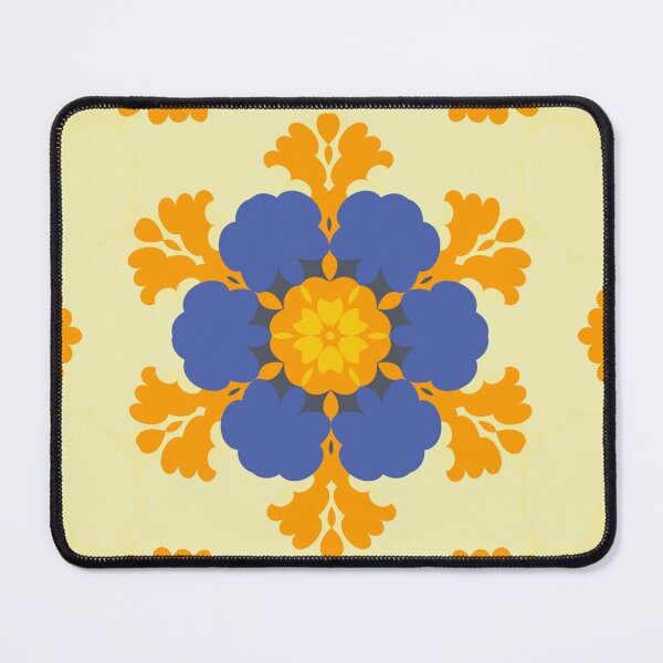 Item preview, Retro Mandala Blue Orange and Yellow designed and sold by WormholeOrbital.