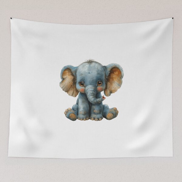 Aperçu de l'œuvre Magnifique bébé éléphant à l'aquarelle créée et vendue par MiraCleAI.