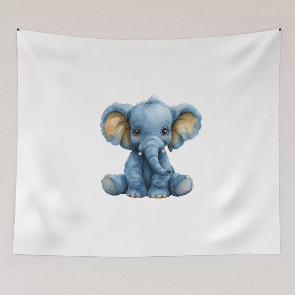 Aperçu de l'œuvre Magnifique bébé éléphant à l'aquarelle créée et vendue par MiraCleAI.
