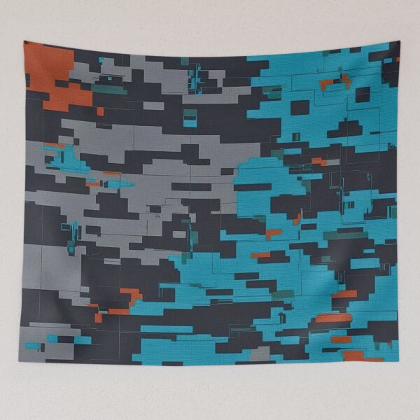 Item preview, Blocky Tactical Camouflage Digital Grid Teal Rust designed and sold by CamouflageLab.