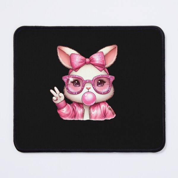 Item preview, Easter Bunny Blowing Bubble Happy Easter Bunny Coquette Bow  designed and sold by TalalosART.