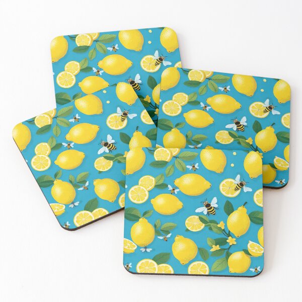 Item preview, Sunny Yellow Lemons And Cheerful Green Leaves With Busy Bumble Bees designed and sold by CarrollGene.
