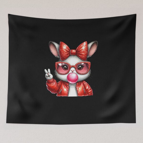 Item preview, Easter Bunny Blowing Bubble Happy Easter Bunny Coquette Bow designed and sold by TalalosART.