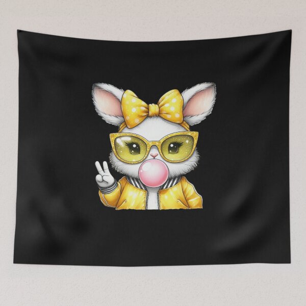 Item preview, Easter Bunny Blowing Bubble Happy Easter Bunny Coquette Bow designed and sold by TalalosART.