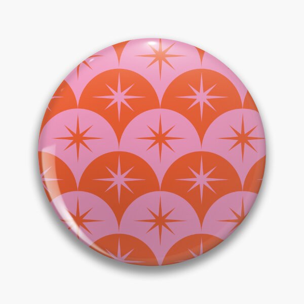 Item preview,  Mid Century Starbursts on Pink and Orange Scallop Ogee Pattern  designed and sold by Yasminepatterns .