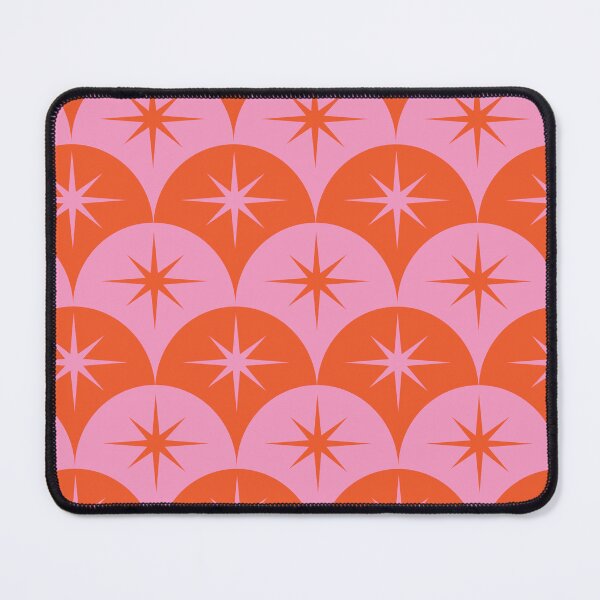 Item preview,  Mid Century Starbursts on Pink and Orange Scallop Ogee Pattern  designed and sold by Yasminepatterns .