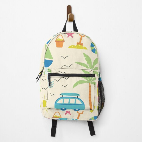 Item preview, Summer Beach Pattern with palm tree, surfboard, sun and boats designed and sold by Yasminepatterns .