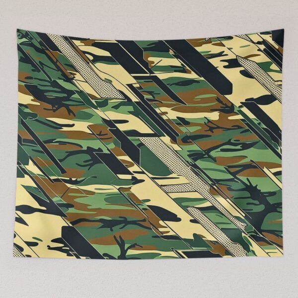 Item preview, Diagonal Tactical Camouflage Slanted Geometric Classic Green designed and sold by CamouflageLab.