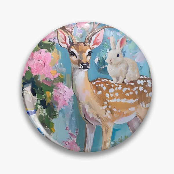 Item preview, Grandmillennial art, A Free Ride Anyone? Deer and bunny art designed and sold by SophieClimaArt.
