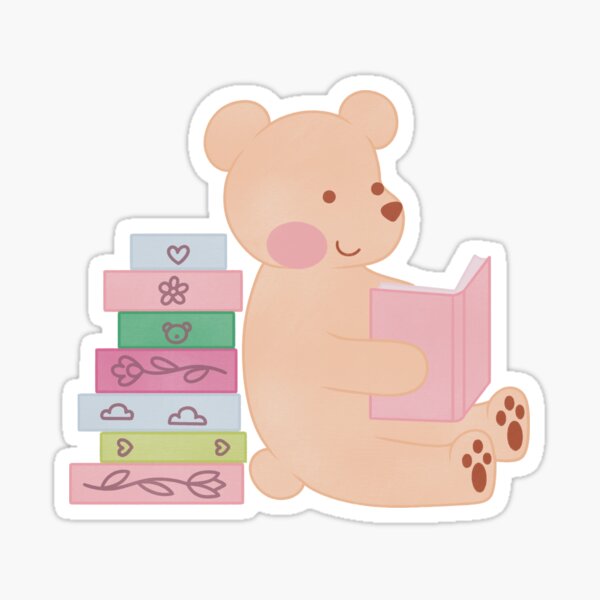 Vista previa del artículo con la obra «oso leyendo libro», diseñado y vendido por winterpumpkin.