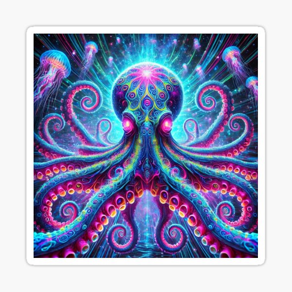 Item preview, Psychedelic Octopus – Master of the Luminescent Depths designed and sold by VividWilds.