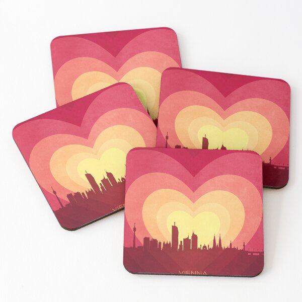 Item preview, Vienna Austria Skyline Hearts Red Yellow designed and sold by ArtPrints.