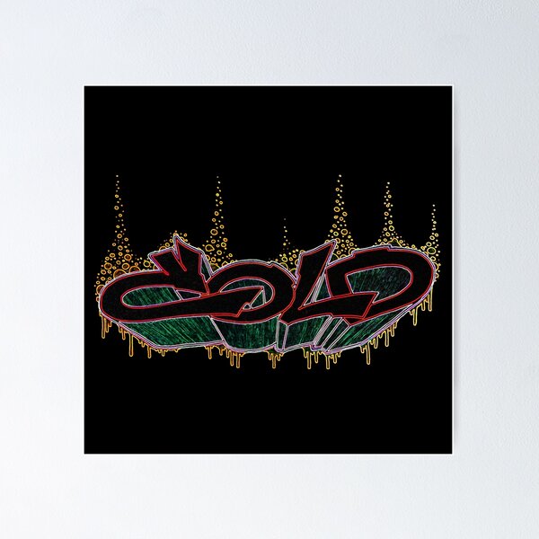 Item preview, "Cold" - Colorful lettering on a black background designed and sold by iooeau.