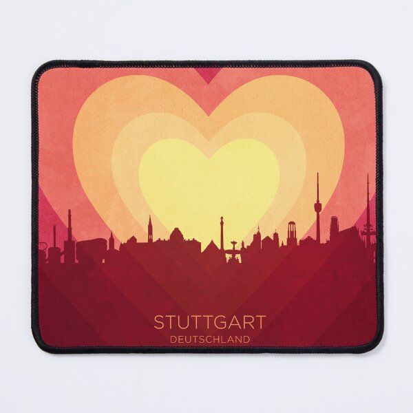 Item preview, Stuttgart Germany Skyline Hearts Red Yellow designed and sold by ArtPrints.