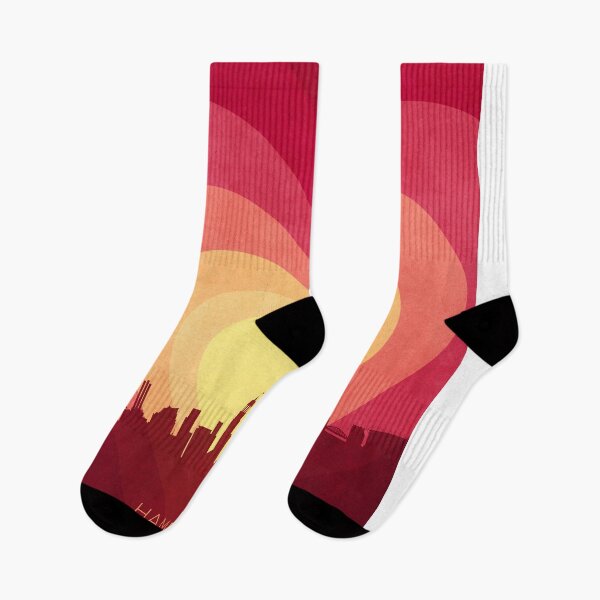 Item preview, Hamburg Germany Skyline Hearts Red Yellow designed and sold by ArtPrints.